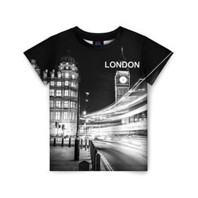 Детская футболка 3D с принтом Улицы Лондона в Тюмени, 100% гипоаллергенный полиэфир | прямой крой, круглый вырез горловины, длина до линии бедер, чуть спущенное плечо, ткань немного тянется | england | lights | london | night | street | united kingdom | англия | великобритания | лондон | ночь | огни | улица