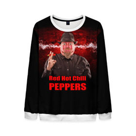 Мужской свитшот 3D с принтом Red Hot Chili Peppers в Тюмени, 100% полиэстер с мягким внутренним слоем | круглый вырез горловины, мягкая резинка на манжетах и поясе, свободная посадка по фигуре | Тематика изображения на принте: звезда | красный | кумир | музыка | перец | рок | рок группа | хит