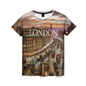 Женская футболка 3D с принтом Улицы Лондона в Тюмени, 100% полиэфир ( синтетическое хлопкоподобное полотно) | прямой крой, круглый вырез горловины, длина до линии бедер | city | england | london | united kingdom | англия | великобритания | город | лондон | ночь | огни | улица