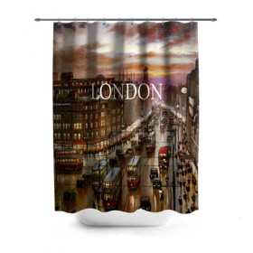 Штора 3D для ванной с принтом Улицы Лондона в Тюмени, 100% полиэстер | плотность материала — 100 г/м2. Стандартный размер — 146 см х 180 см. По верхнему краю — пластиковые люверсы для креплений. В комплекте 10 пластиковых колец | city | england | london | united kingdom | англия | великобритания | город | лондон | ночь | огни | улица