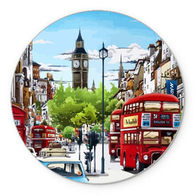 Коврик круглый с принтом Улицы Лондона в Тюмени, резина и полиэстер | круглая форма, изображение наносится на всю лицевую часть | city | england | london | united kingdom | англия | великобритания | город | лондон