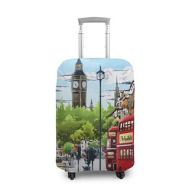 Чехол для чемодана 3D с принтом Улицы Лондона в Тюмени, 86% полиэфир, 14% спандекс | двустороннее нанесение принта, прорези для ручек и колес | Тематика изображения на принте: city | england | london | united kingdom | англия | великобритания | город | лондон