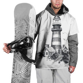 Накидка на куртку 3D с принтом Маяк в Тюмени, 100% полиэстер |  | Тематика изображения на принте: вмф | карандаш | маяк | море | моряк | речник | флот