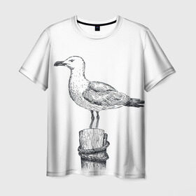 Мужская футболка 3D с принтом Чайка в Тюмени, 100% полиэфир | прямой крой, круглый вырез горловины, длина до линии бедер | вмф | море | моряк | речник | флот | чайка