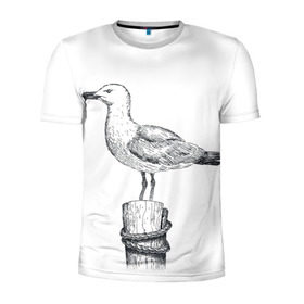 Мужская футболка 3D спортивная с принтом Чайка в Тюмени, 100% полиэстер с улучшенными характеристиками | приталенный силуэт, круглая горловина, широкие плечи, сужается к линии бедра | вмф | море | моряк | речник | флот | чайка