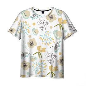 Мужская футболка 3D с принтом Цветочный арт в Тюмени, 100% полиэфир | прямой крой, круглый вырез горловины, длина до линии бедер | Тематика изображения на принте: цветы