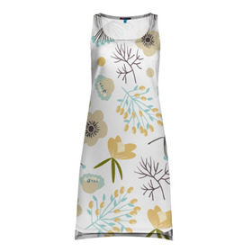 Платье-майка 3D с принтом Цветочный арт в Тюмени, 100% полиэстер | полуприлегающий силуэт, широкие бретели, круглый вырез горловины, удлиненный подол сзади. | цветы