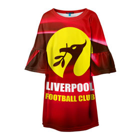 Детское платье 3D с принтом Liverpool в Тюмени, 100% полиэстер | прямой силуэт, чуть расширенный к низу. Круглая горловина, на рукавах — воланы | football | англия | ливерпуль | премьер лига | фанат | футбол | футболист