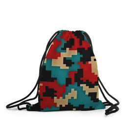 Рюкзак-мешок 3D с принтом Camouflage в Тюмени, 100% полиэстер | плотность ткани — 200 г/м2, размер — 35 х 45 см; лямки — толстые шнурки, застежка на шнуровке, без карманов и подкладки | Тематика изображения на принте: камуфляж | пиксельный | разноцветный