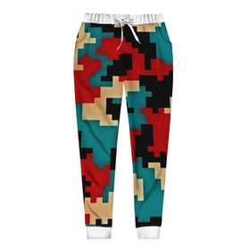 Женские брюки 3D с принтом Camouflage в Тюмени, полиэстер 100% | прямой крой, два кармана без застежек по бокам, с мягкой трикотажной резинкой на поясе и по низу штанин. В поясе для дополнительного комфорта — широкие завязки | камуфляж | пиксельный | разноцветный
