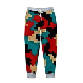 Мужские брюки 3D с принтом Camouflage в Тюмени, 100% полиэстер | манжеты по низу, эластичный пояс регулируется шнурком, по бокам два кармана без застежек, внутренняя часть кармана из мелкой сетки | камуфляж | пиксельный | разноцветный
