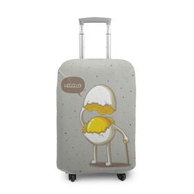 Чехол для чемодана 3D с принтом Яйцо приветствует в Тюмени, 86% полиэфир, 14% спандекс | двустороннее нанесение принта, прорези для ручек и колес | cook | eat | egg | food | funny | hello | smile | еда | кухня | повар | привет | прикол | смайл | улыбка | яйцо