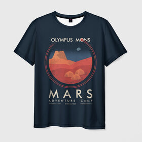 Мужская футболка 3D с принтом Mars Adventure Camp в Тюмени, 100% полиэфир | прямой крой, круглый вырез горловины, длина до линии бедер | cosmos | earth | galaxy | mars | moon | planet | space | stars | вселенная | галактика | звезды | земля | космос | луна | марс | планета
