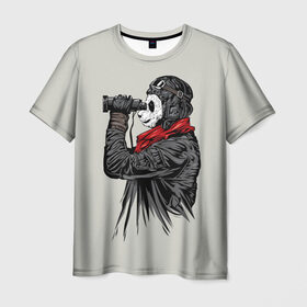 Мужская футболка 3D с принтом Панда танкист в Тюмени, 100% полиэфир | прямой крой, круглый вырез горловины, длина до линии бедер | Тематика изображения на принте: animal | bear | beast | panda | tank | war | война | животное | зверь | игра | медведь | панда | танк