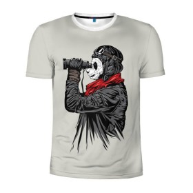 Мужская футболка 3D спортивная с принтом Панда танкист в Тюмени, 100% полиэстер с улучшенными характеристиками | приталенный силуэт, круглая горловина, широкие плечи, сужается к линии бедра | animal | bear | beast | panda | tank | war | война | животное | зверь | игра | медведь | панда | танк