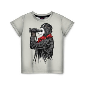 Детская футболка 3D с принтом Панда танкист в Тюмени, 100% гипоаллергенный полиэфир | прямой крой, круглый вырез горловины, длина до линии бедер, чуть спущенное плечо, ткань немного тянется | animal | bear | beast | panda | tank | war | война | животное | зверь | игра | медведь | панда | танк