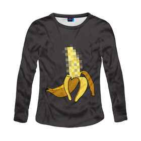 Женский лонгслив 3D с принтом XXX Banana в Тюмени, 100% полиэстер | длинные рукава, круглый вырез горловины, полуприлегающий силуэт | banana | erotic | food | fruit | funny | hipster | xxx | банан | еда | прикол | фрукт | хипстер