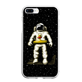 Чехол для iPhone 7Plus/8 Plus матовый с принтом Космонавт с уточкой в Тюмени, Силикон | Область печати: задняя сторона чехла, без боковых панелей | астронавт | ванна | галактика | звезды | космонавт | планета | утка | уточка