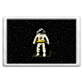 Магнит 45*70 с принтом Космонавт с уточкой в Тюмени, Пластик | Размер: 78*52 мм; Размер печати: 70*45 | астронавт | ванна | галактика | звезды | космонавт | планета | утка | уточка