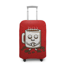 Чехол для чемодана 3D с принтом Кофейный пьяница в Тюмени, 86% полиэфир, 14% спандекс | двустороннее нанесение принта, прорези для ручек и колес | coffee | tea | кофе | кружка | утро | чай | чашка