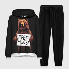 Мужской костюм 3D (с толстовкой) с принтом Медвежьи обьятия в Тюмени,  |  | animal | bear | beast | bro | free hugs | hipster | man | mister | nature | бро | брутал | животное | зверь | медведь | мужчина | обьятия | природа | хипстер