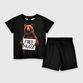 Детский костюм с шортами 3D с принтом Медвежьи обьятия в Тюмени,  |  | animal | bear | beast | bro | free hugs | hipster | man | mister | nature | бро | брутал | животное | зверь | медведь | мужчина | обьятия | природа | хипстер