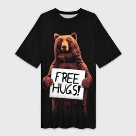 Платье-футболка 3D с принтом Медвежьи обьятия в Тюмени,  |  | animal | bear | beast | bro | free hugs | hipster | man | mister | nature | бро | брутал | животное | зверь | медведь | мужчина | обьятия | природа | хипстер