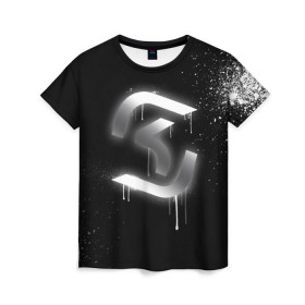 Женская футболка 3D с принтом cs:go - SK Gaming (Black collection) в Тюмени, 100% полиэфир ( синтетическое хлопкоподобное полотно) | прямой крой, круглый вырез горловины, длина до линии бедер | cs | csgo | sk | го | кс | ск