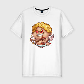 Мужская футболка премиум с принтом Злой Купидон 2 в Тюмени, 92% хлопок, 8% лайкра | приталенный силуэт, круглый вырез ворота, длина до линии бедра, короткий рукав | Тематика изображения на принте: амур | валентин | купидон | стрелы