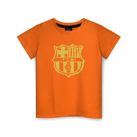 Детская футболка хлопок с принтом FC Barcelona - Yellow Paint (Оригинальный стиль,рисунок краской) в Тюмени, 100% хлопок | круглый вырез горловины, полуприлегающий силуэт, длина до линии бедер | Тематика изображения на принте: barca | barcelona | fcb | барселона | футбол