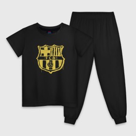 Детская пижама хлопок с принтом FC Barcelona - Yellow Paint (Оригинальный стиль,рисунок краской) в Тюмени, 100% хлопок |  брюки и футболка прямого кроя, без карманов, на брюках мягкая резинка на поясе и по низу штанин
 | Тематика изображения на принте: barca | barcelona | fcb | барселона | футбол