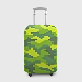 Чехол для чемодана 3D с принтом Зелёный камуфляж в Тюмени, 86% полиэфир, 14% спандекс | двустороннее нанесение принта, прорези для ручек и колес | пиксели