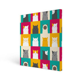 Холст квадратный с принтом Котейки 3 в Тюмени, 100% ПВХ |  | котейки | коты | кошки
