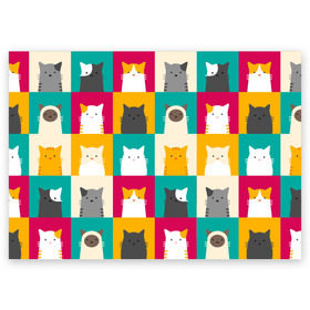 Поздравительная открытка с принтом Котейки 3 в Тюмени, 100% бумага | плотность бумаги 280 г/м2, матовая, на обратной стороне линовка и место для марки
 | котейки | коты | кошки
