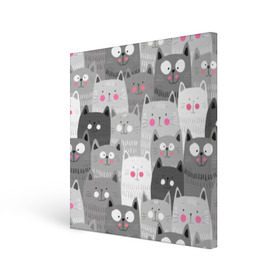 Холст квадратный с принтом Котейки 2 в Тюмени, 100% ПВХ |  | Тематика изображения на принте: котейки | коты | кошки
