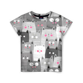 Детская футболка 3D с принтом Котейки 2 в Тюмени, 100% гипоаллергенный полиэфир | прямой крой, круглый вырез горловины, длина до линии бедер, чуть спущенное плечо, ткань немного тянется | котейки | коты | кошки
