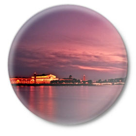 Значок с принтом Санкт-Петербург в Тюмени,  металл | круглая форма, металлическая застежка в виде булавки | Тематика изображения на принте: город | пейзаж