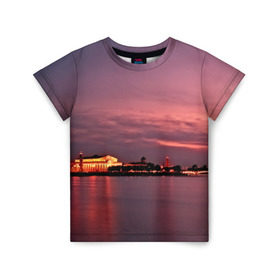 Детская футболка 3D с принтом Санкт-Петербург в Тюмени, 100% гипоаллергенный полиэфир | прямой крой, круглый вырез горловины, длина до линии бедер, чуть спущенное плечо, ткань немного тянется | Тематика изображения на принте: город | пейзаж