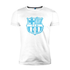 Мужская футболка премиум с принтом FC Barcelona - Light Blue Paint (Оригинальный стиль,рисунок краской) в Тюмени, 92% хлопок, 8% лайкра | приталенный силуэт, круглый вырез ворота, длина до линии бедра, короткий рукав | Тематика изображения на принте: barca | barcelona | fcb | барселона | футбол