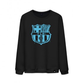 Мужской свитшот хлопок с принтом FC Barcelona - Light Blue Paint (Оригинальный стиль,рисунок краской) в Тюмени, 100% хлопок |  | Тематика изображения на принте: barca | barcelona | fcb | барселона | футбол