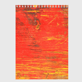 Скетчбук с принтом Потертости в Тюмени, 100% бумага
 | 48 листов, плотность листов — 100 г/м2, плотность картонной обложки — 250 г/м2. Листы скреплены сверху удобной пружинной спиралью | абстракция | красная | оранжевая | потертая | старая | текстура | цвет | яркая