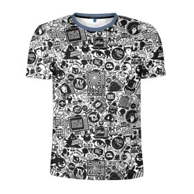 Мужская футболка 3D спортивная с принтом Стикербомбинг в Тюмени, 100% полиэстер с улучшенными характеристиками | приталенный силуэт, круглая горловина, широкие плечи, сужается к линии бедра | граффити | скейт | хипстер