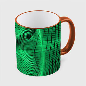 Кружка 3D с принтом Абстракция зеленая в Тюмени, керамика | ёмкость 330 мл | абстракция | белый | зеленый | изгиб | красивый | необычный | новый | плавный | рисунок | стиль | цвет | четкий