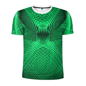 Мужская футболка 3D спортивная с принтом Абстракция зеленая в Тюмени, 100% полиэстер с улучшенными характеристиками | приталенный силуэт, круглая горловина, широкие плечи, сужается к линии бедра | абстракция | белый | зеленый | изгиб | красивый | необычный | новый | плавный | рисунок | стиль | цвет | четкий