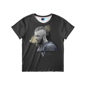 Детская футболка 3D с принтом Викинги. Рангар в Тюмени, 100% гипоаллергенный полиэфир | прямой крой, круглый вырез горловины, длина до линии бедер, чуть спущенное плечо, ткань немного тянется | Тематика изображения на принте: vikings | лодброк