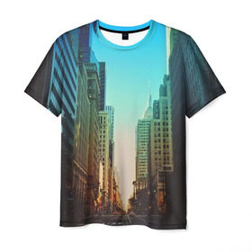 Мужская футболка 3D с принтом Street New York в Тюмени, 100% полиэфир | прямой крой, круглый вырез горловины, длина до линии бедер | город | пейзаж