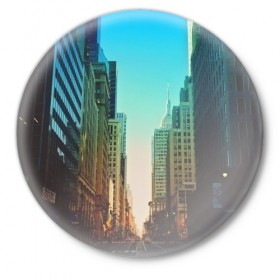 Значок с принтом Street New York в Тюмени,  металл | круглая форма, металлическая застежка в виде булавки | Тематика изображения на принте: город | пейзаж