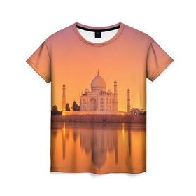 Женская футболка 3D с принтом Taj Mahal в Тюмени, 100% полиэфир ( синтетическое хлопкоподобное полотно) | прямой крой, круглый вырез горловины, длина до линии бедер | город | пейзаж | тадж махал