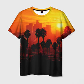 Мужская футболка 3D с принтом California в Тюмени, 100% полиэфир | прямой крой, круглый вырез горловины, длина до линии бедер | Тематика изображения на принте: 3dc | borough | city | downtown | town | городок | красота | пальмы | пейзаж | район | сити | страны | центр