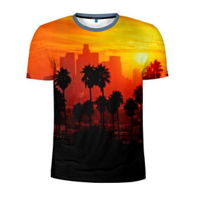 Мужская футболка 3D спортивная с принтом California в Тюмени, 100% полиэстер с улучшенными характеристиками | приталенный силуэт, круглая горловина, широкие плечи, сужается к линии бедра | 3dc | borough | city | downtown | town | городок | красота | пальмы | пейзаж | район | сити | страны | центр